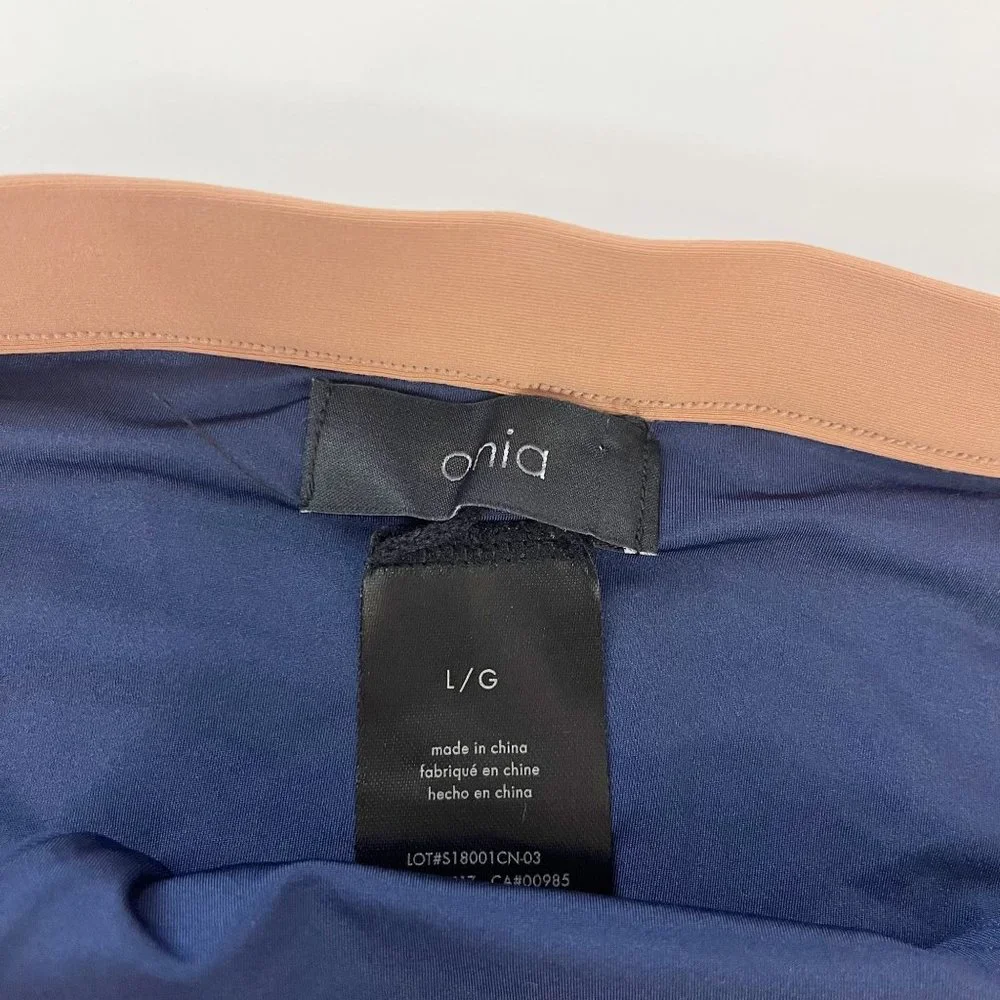 Onia Leila Bikini Bottoms in Navy Blue & Tan NWOT - Size Large‎